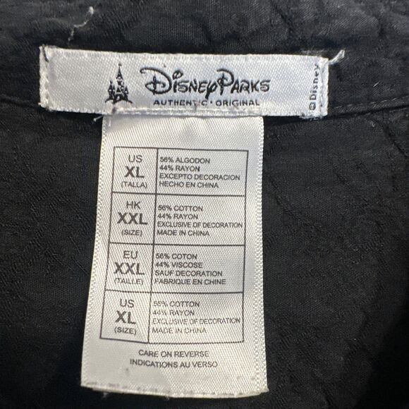 Disney Parks Mickey in Paradise Embroidered Camp Shirt Mens XL Black Disney Dad - Picture 5 of 8